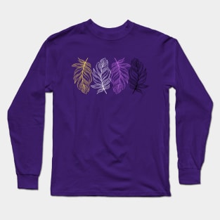 Pride Feathers Non-Binary Long Sleeve T-Shirt